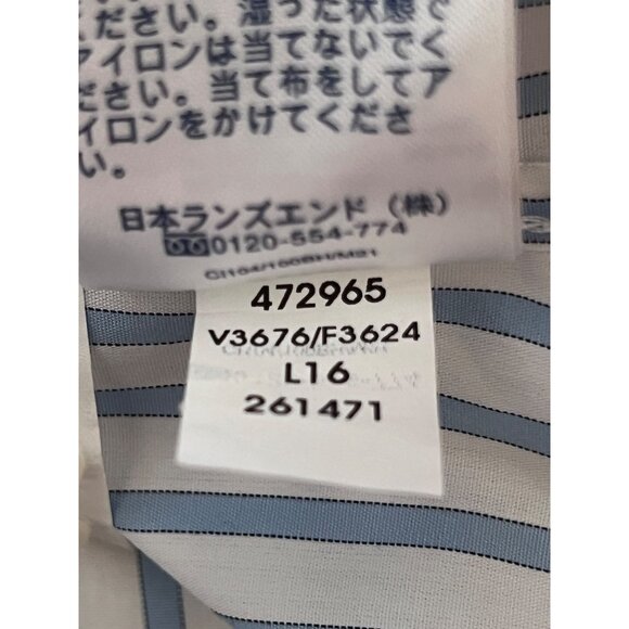 Lands End Women No Iron Supima Cotton Striped Shirt 20W Long Sleeve Blue  White - Picture 14 of 16